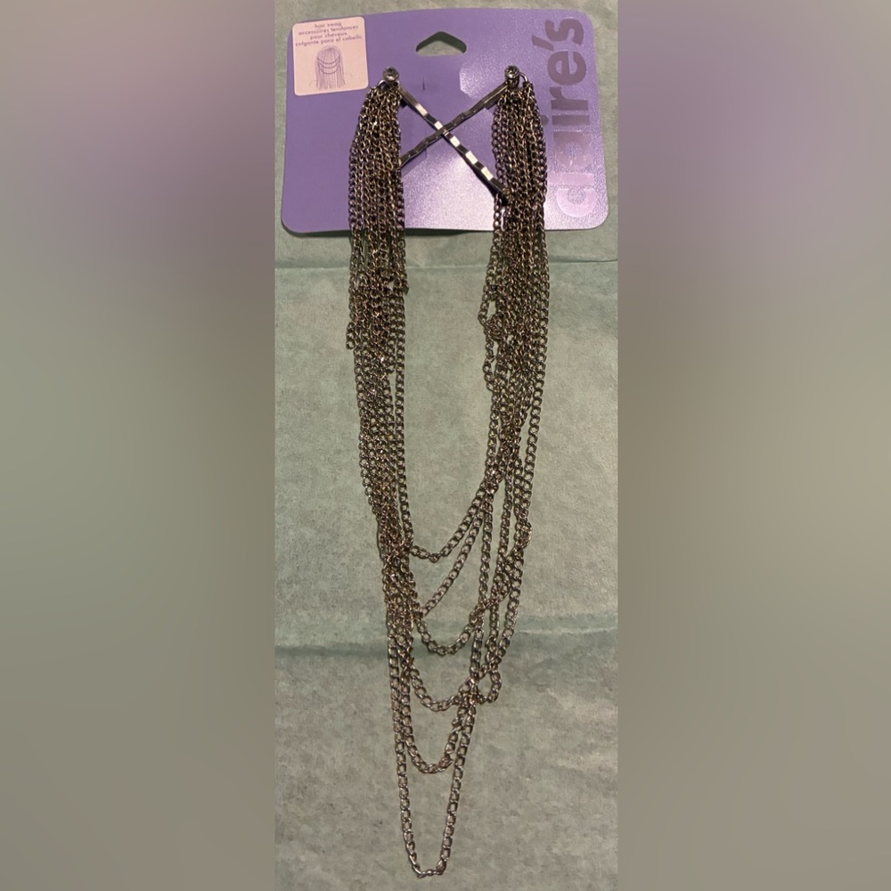 Claire's Gunmetal Layered Chain Hair Swag